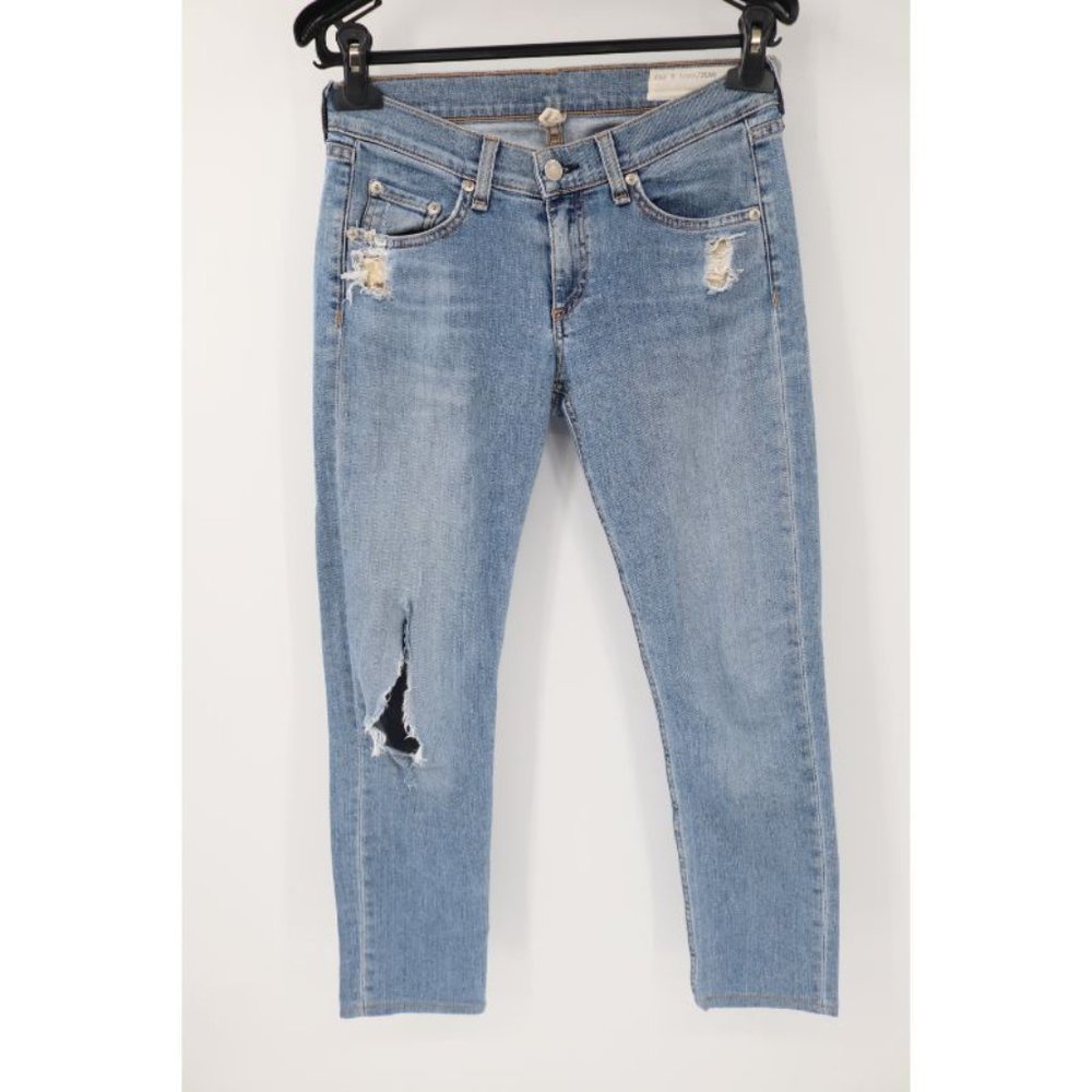 Rag & bone women's 25 W28 skinny jean in evertone cotton blend destroyed ripped